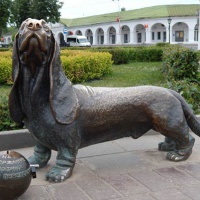 Кострома. Торговые ряды и памятник собаке Бобке