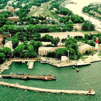 Балтийск. Вид на гавань с вертолета