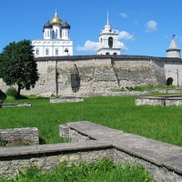 Псков. Руины Довмонтова города перед кремлем