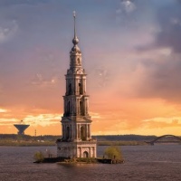Николаевская колокольня в Рыбинском море